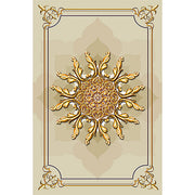 Golden Ornate Medallion glass film pattern in gold and orange, full design view